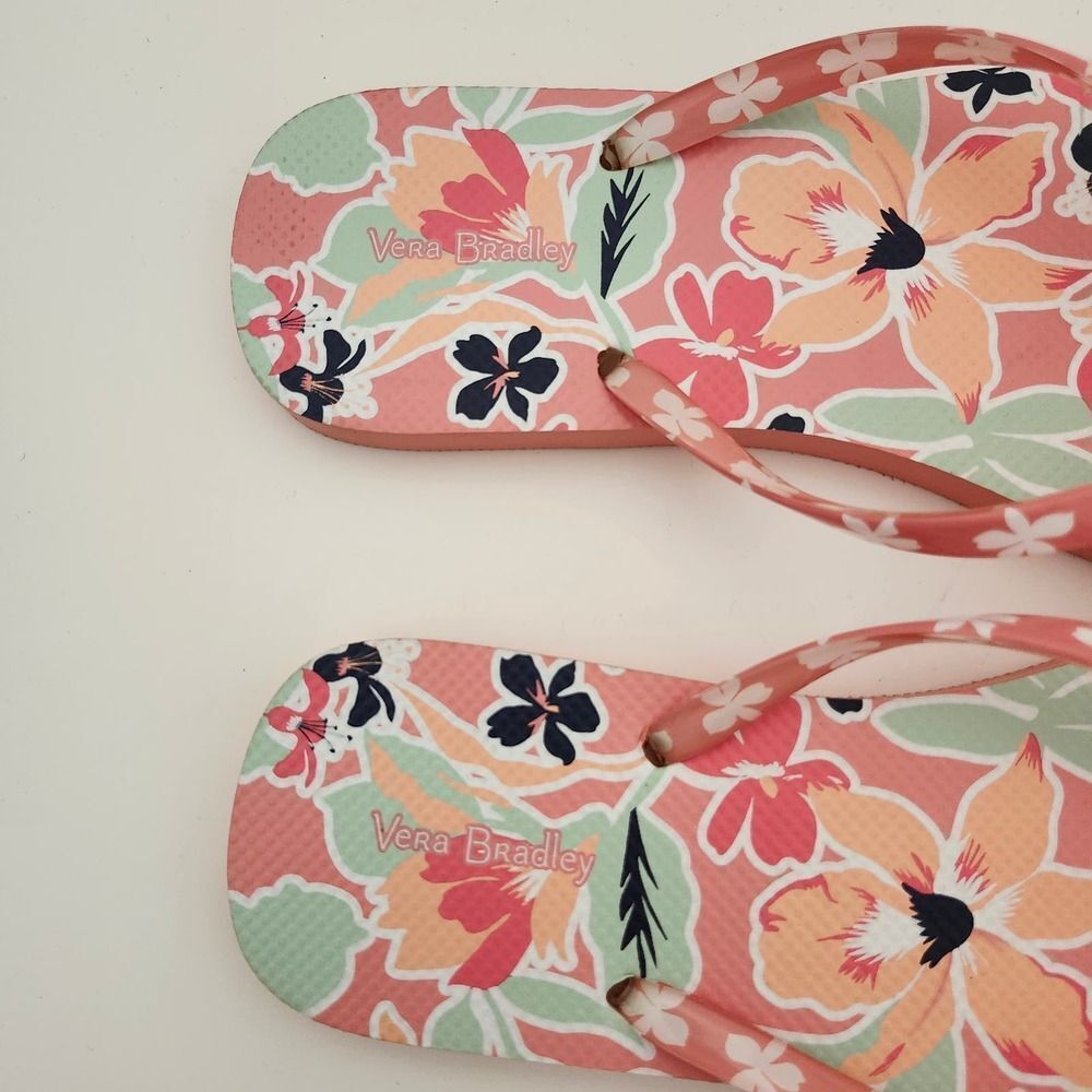 New Vera Bradley pink floral flip flop thong shoes sandals womens size 9/10 L - Picture 9 of 12